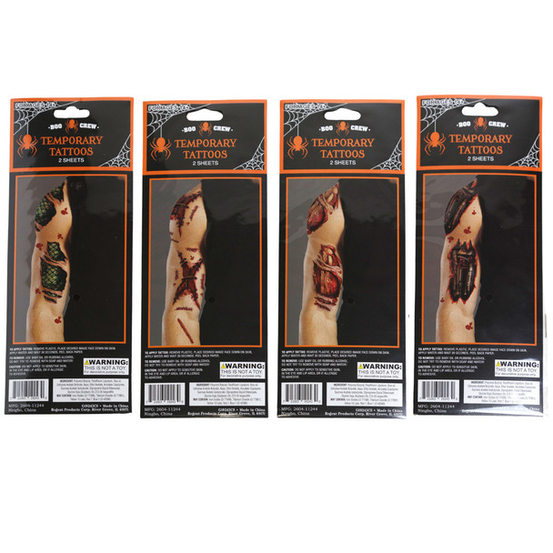 ARM WOUND TATTOO 2PK/3AST EACH 4IN X 8.5IN 24PC/MDSG STRIP/AGE 14+