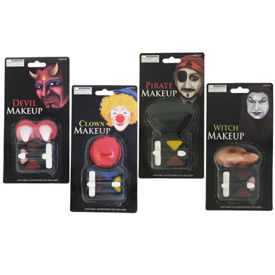 MAKEUP SET HALLOWEEN 4 AST WITCH/CLOWN/PIRATE/DEVIL BLISTERCARD