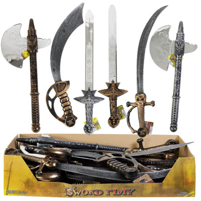 SWORD PLAY 7AST PIRATE/KNIGHT CUTLASS/AXE/SWORD IN 24PC PDQ AGE 6+