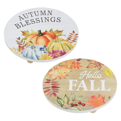 HARVEST ROUND FOOTED TABLE DISPLAY 7.8IN DIA 2AST DESIGNS MDF