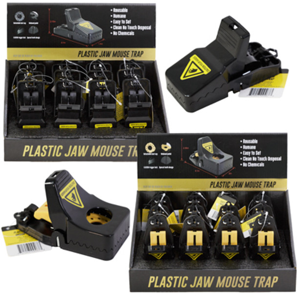 JAW MOUSE TRAP ABS PLASTIC SMALL 2 ASST STYLES EA IN 12PC PDQ