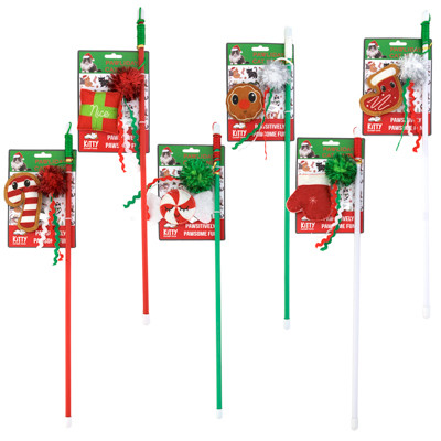 CAT TOY CHRISTMAS WAND ASSORTED DESIGNS IN PDQ