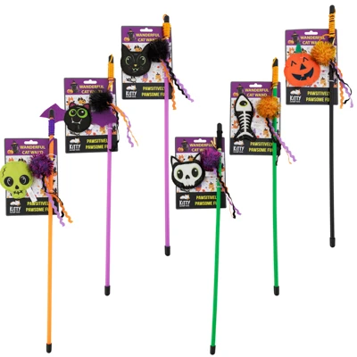 CAT TOY HALLOWEEN WAND 18 INCH 6 ASSORTED COUNTER DISPLAY
