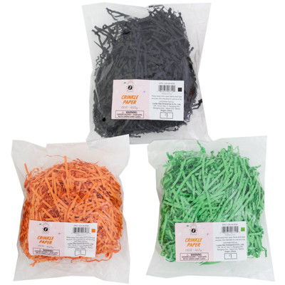 CRINKLE PAPER 15 OZ ASSORTED ORANGE, BLACK GREEN PP $1