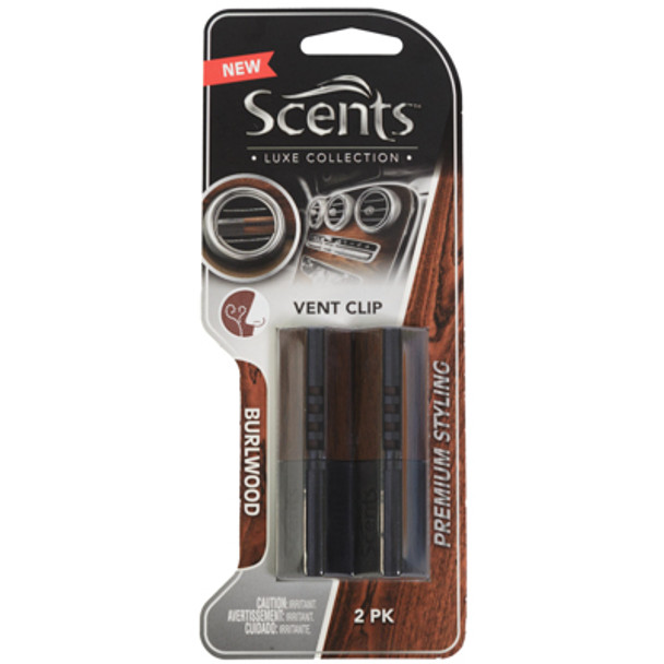 AIR FRESHENER 2PK LUXE VENT CLIP BURLWOOD SCENTS CARDED