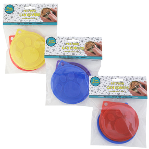PET FOOD COVERS PLASTIC 2PK 4 COLORS IN CHAIN STRIP