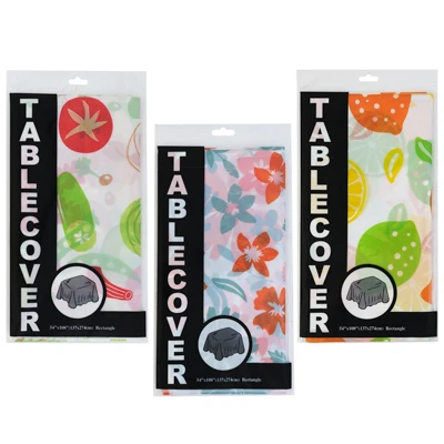 TABLECOVER PEVA 54X108 3AST FOOD/FRUIT/FLORAL ALL OVER PRINT PTDPB