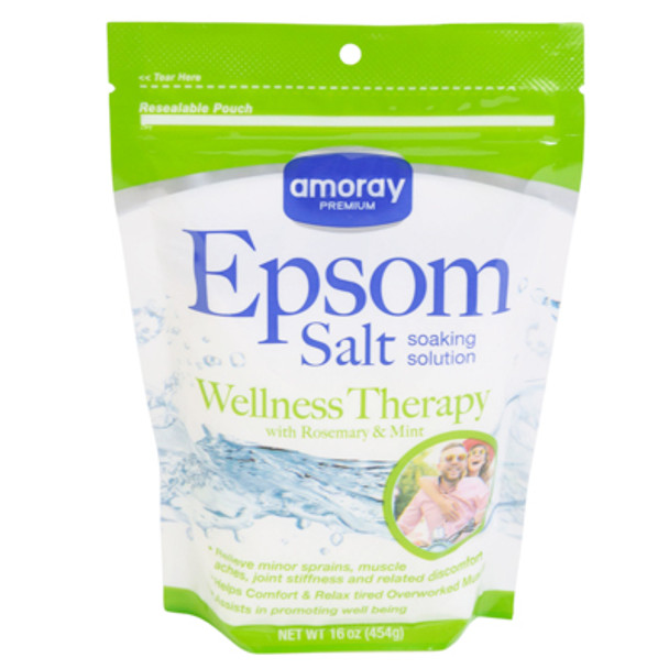 EPSOM SALT 16OZ WELLNESS THERAPY ROSEMARY & MINT AMORAY