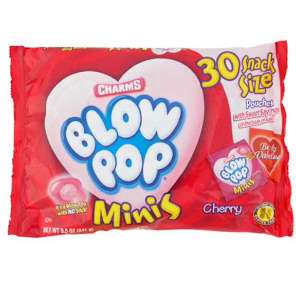 CHARMS BLOW POP VALENTINE MINIS SNACK SIZE LAYDOWN BAG 8.5 OZ