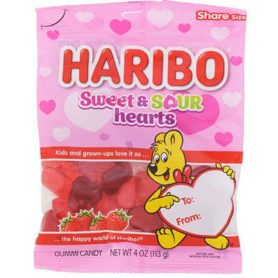 HARIBO SWEET AND SOUR HEARTS 4 OZ COUNTER DISPLAY