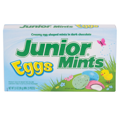JUNIOR MINTS EGGS 3.5 OZ BOX IN COUNTER DISPLAY