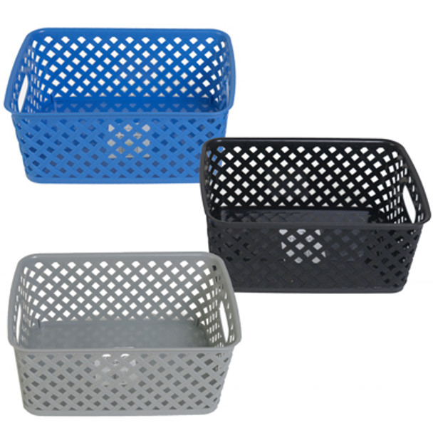 STORAGE BASKET PP 10 X 7.7 X 4.1 BLK/BLUE/GREY STOCKLOT