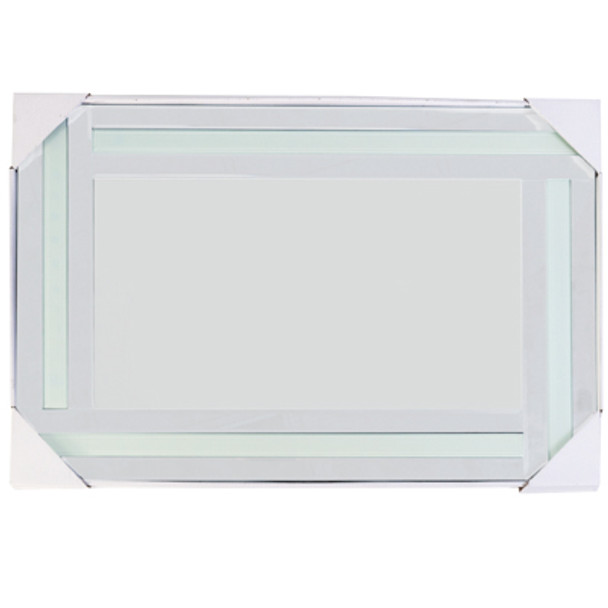 WALL MIRROR 15.75 X 23.62 W/ DUAL ETCHED STRIPE BORDER WINDOW BOXED