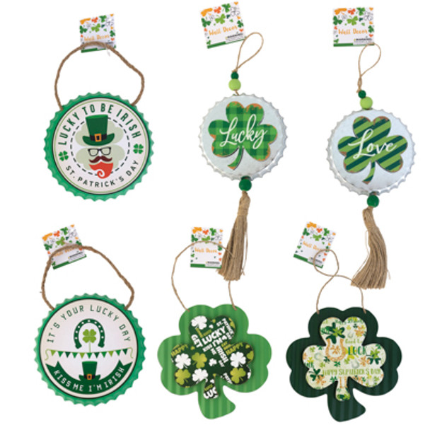 HANGING DECOR ST PAT GALVANIZED 6 ASST / HANGTAG HANGING DECOR ST PAT GALVANIZED 6 ASST / HANGTAG
