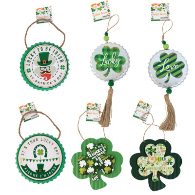 HANGING DECOR ST PAT GALVANIZED 6 ASST / HANGTAG