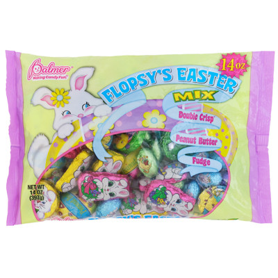FLOPSYS EASTER MIX 3 KINDS OF FOIL WRAPPED EGGS IN 14 OZ BAG IN COUNTER DISPLAY