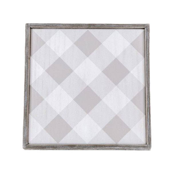 CHARGER 15X15 CHECKERED GRAY/WHITE WOOD (14.00)