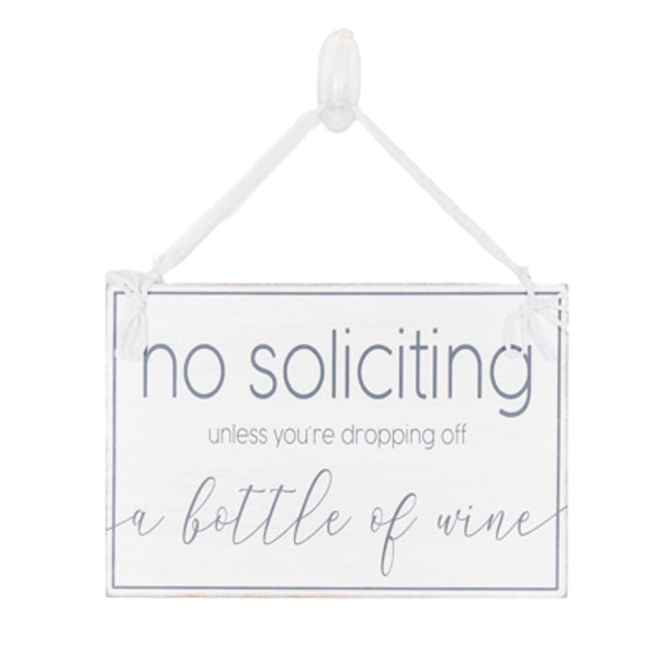 WALL DECOR 11X7.5 NO SOLICITATING WHITE/GRAY WOOD (5.00)