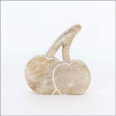 WALL DECOR 5X5X1 CHERRY SHAPE WHITE/NEUTRAL BAMBOO/MANGO WOOD (7.00)