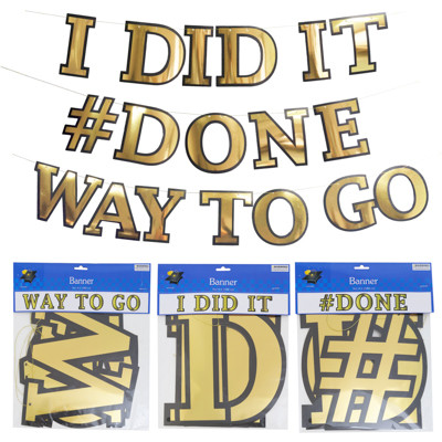 GRAD JUMBO HOTSTAMP BANNER 6FT X 8IN H 3 ASST PHRASES GRAD PBH