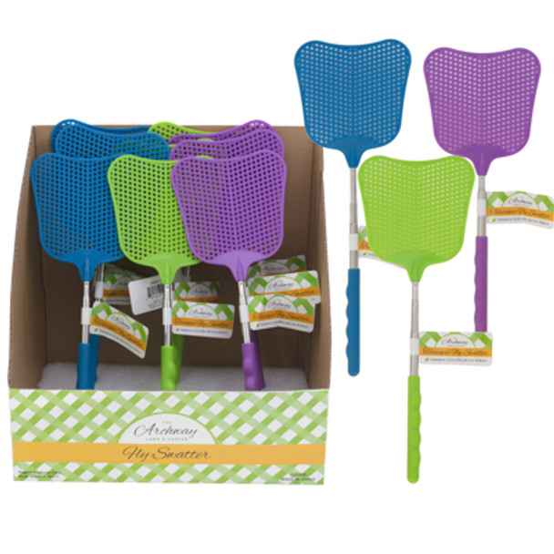 FLY SWATTER EXTENDABLE 10.5IN L TO 20IN L / 24PC PDQ