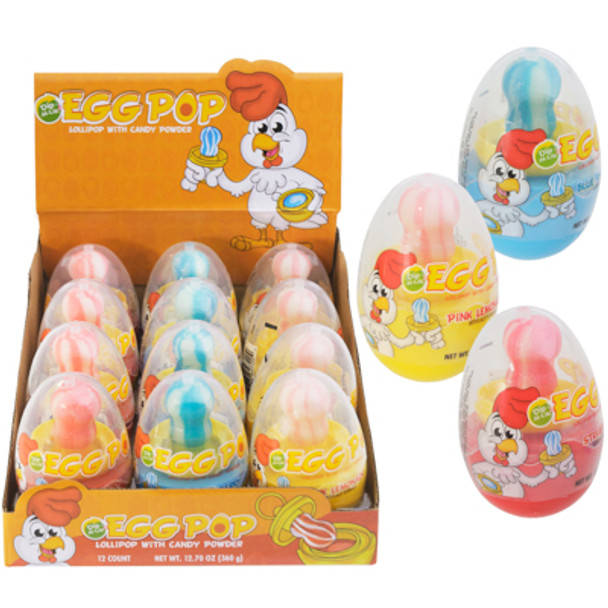 EGG POP DIP-N-LIK 12-PC 1.05-OZ CHERRY + BLUE RASPBERRY COUNTER DISPLAY