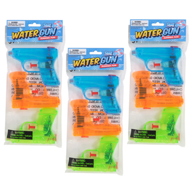 WATER GUN 3PK / 4.5IN 3 COLOR PER PK PBH