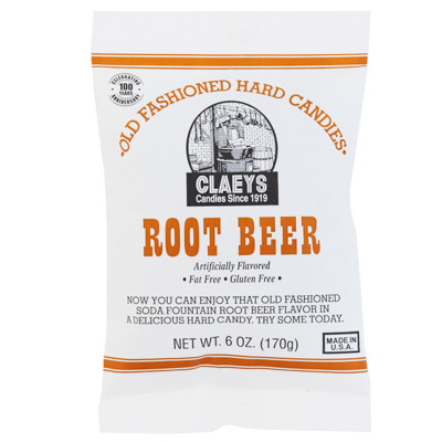 CLAEY'S OLD FASHIONED HARD CANDIES ROOT BEER 6 OZ PEG BAG