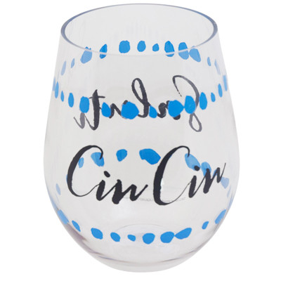 WINE GLASS STEMLESS 4.75X2.75 SALUTI CINCIN ACRYLIC(5.00)
