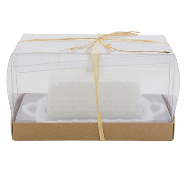 BUTTER DISH 6.08X3.36X3.18 BUNNY BASKET WEAVE WHITE  ACETATE BOX(6.90)