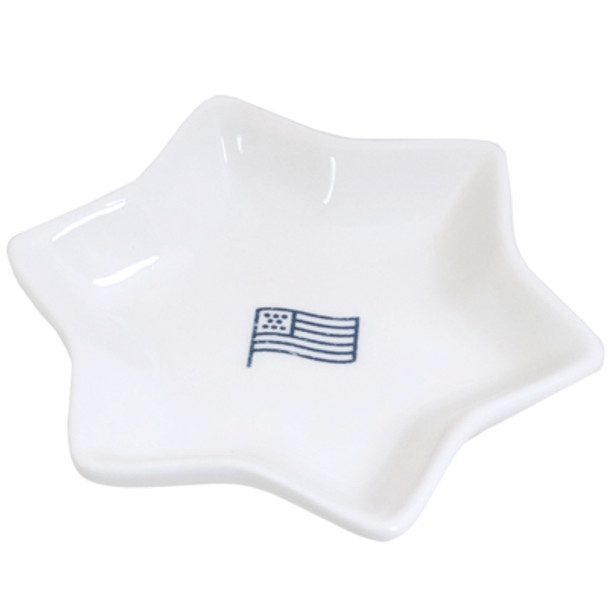 DISH STAR SHAPE 6X6 FLAG WHITE/BLUE (4.00)
