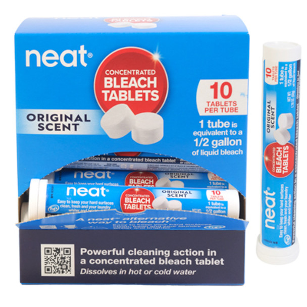 BLEACH TABLETS 10CT ORIGINAL TUBE 4-18PC PDQ DISPLAY NEAT