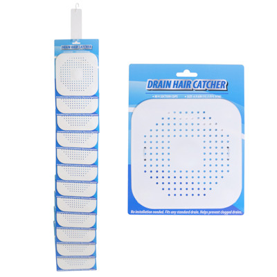 DRAIN HAIR CATCHER 6" SQ W/4 SUCTION CUPS TPR WHITE TCD/ 12PC DISP STRIP