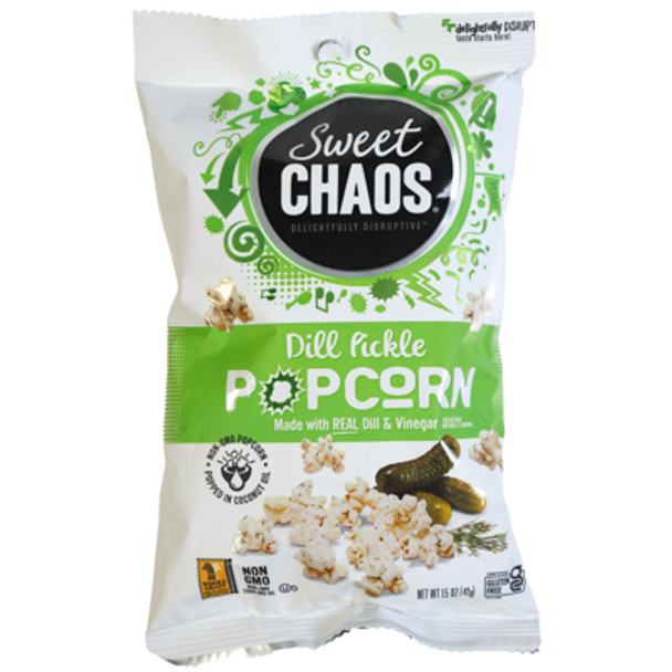 SWEET CHAOS POPCORN  DILL PICKLE 1.5 OZ PEG BAG NO AMAZON SALES