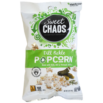 SWEET CHAOS POPCORN  DILL PICKLE 1.5 OZ PEG BAG NO AMAZON SALES