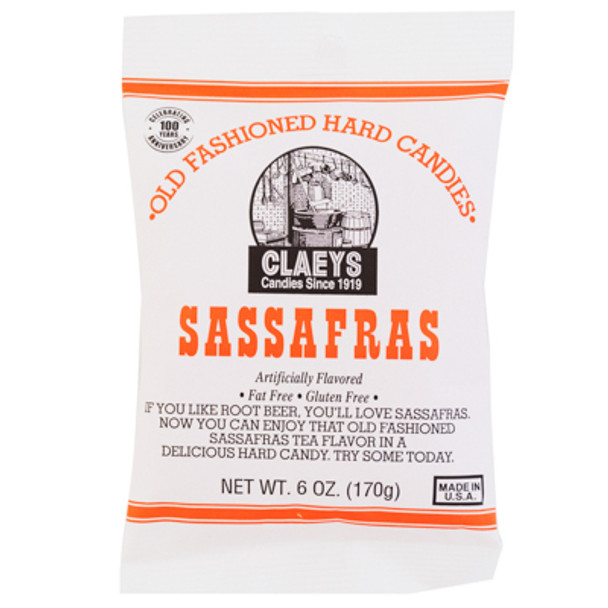CLAEYS OLD FASHIONED HARD CANDIES SASSAFRAS 6 OZ PEG BAG