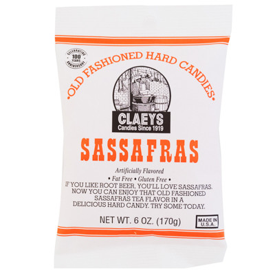 CLAEYS OLD FASHIONED HARD CANDIES SASSAFRAS 6 OZ PEG BAG