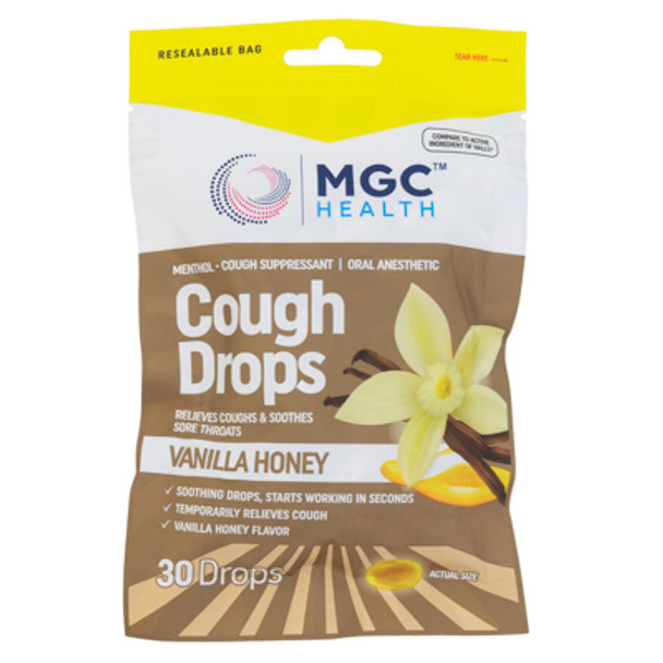 COUGH DROPS 30CT VANILLA HONEY 02/2027 MGC HEALTH
