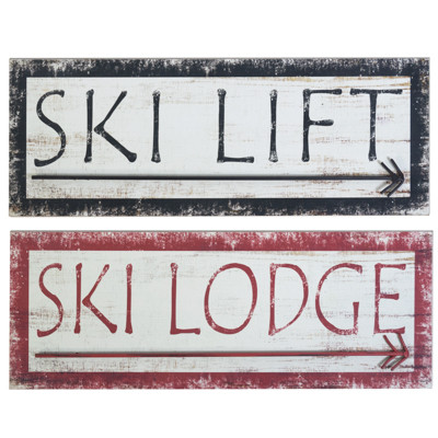 WALL DÉCOR 2AST SKI LODGE/SKI LIFT METAL/MDF WOOD