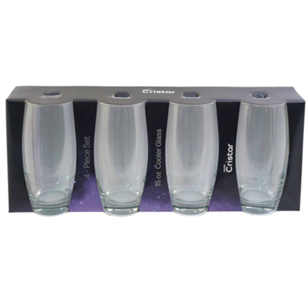 COOLER GLASS 15OZ 4PC SET GLOSSY SLEEVE AIRE NADIR CRISTAR