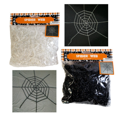 SPIDER WEB 70IN / 6FT WHITE/ BLACK TINSEL FEEL HLWN HDR