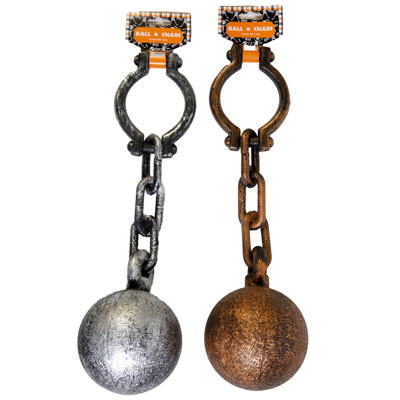 BALL AND CHAIN BRONZE/ SILVER PLST 15IN/ BARBELL CARD