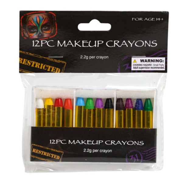 MAKEUP CRAYON STICKS  12 COLORS 2.2G/EA 2.16IN L HLWN/ PBH