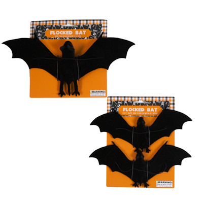 BAT FLOCKED BLACK SINGLE 12IN / 2PK 9IN HLWN TCD
