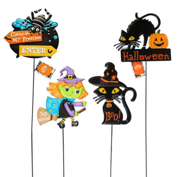 YARD STAKE METAL HALLOWEEN 24IN/ 4 AST