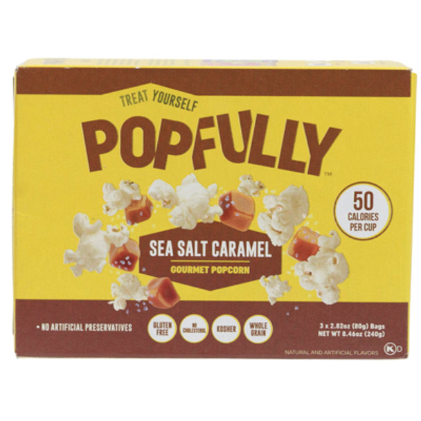 MICROWAVE POPCORN 8.46OZ 3CT BAG SEA SALT CARAMEL GOURMET POPFULLY
