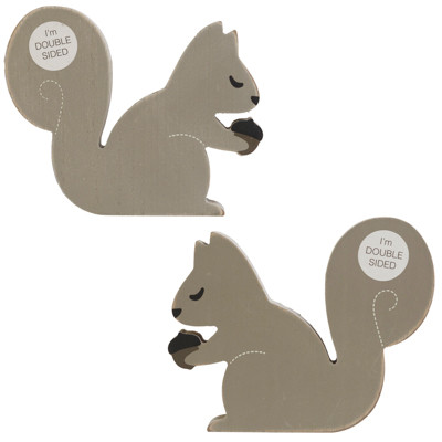 TABLETOP ART 6.5X5X1 SQUIRREL REVERSIBLE GRAY/BLACK WOOD (4.00)