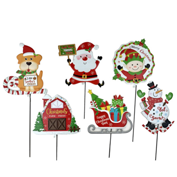 YARD STAKE CHRISTMAS 6ASST METAL 24IN / HT