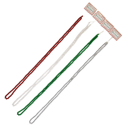 GARLAND BEAD DELUXE 12MM 6.5FT/ 78IN L RED/ GREEN/ PEARL/SILV XMAS HDR/ OPEN PB