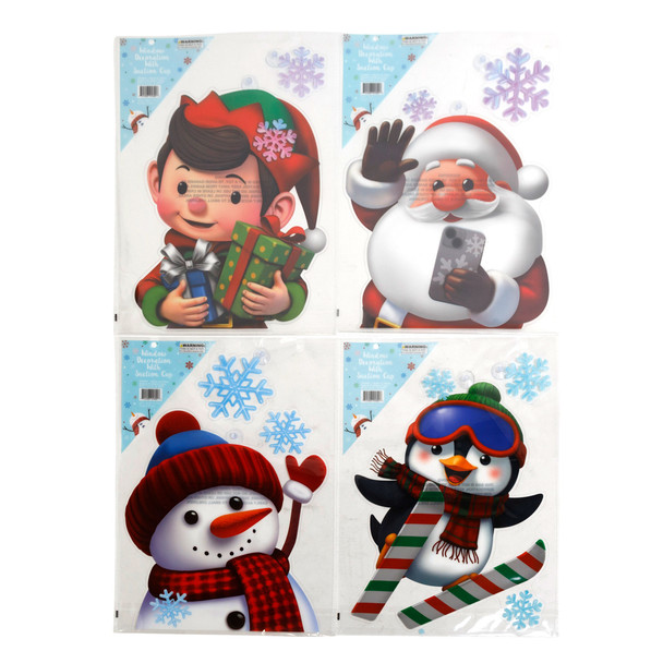 WINDOW DECOR CHRISTMAS CLEAR W/ SUCTION CUP 11.75 x 16.5IN / PBH
